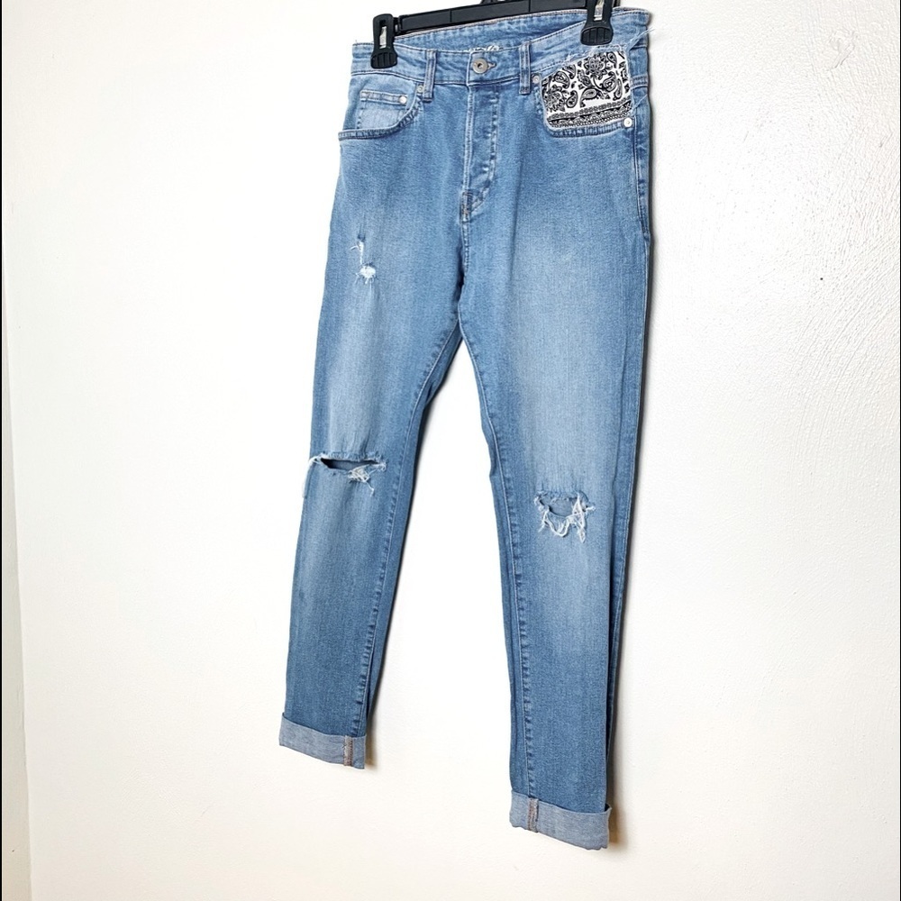 H&M Distressed Denim Jeans Pant. Blue. Sz 28/32.